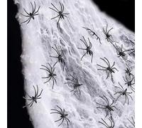 ZHOUHON Toile D'AraignéE Halloween DéCoration,Halloween Toile D'AraignéE,100g Toile D'AraignéE avec 60 Fausses AraignéEs,Toile D'AraignéE pour des DéCorations de FêTe Effrayantes pour Halloween