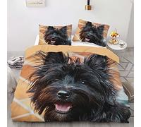 ZHOUJIELUN Housse de Couette 240 x 260 cm Cairn Terrier Noir Parure de Lit 2 Personnes pour Adultes Doux Respirant Microfibre Housse de Couette avec Fermeture Éclair + 2 Taie d'oreiller 65x65 cm