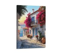 ZHOUKEG Décoration murale artistique moderne à suspendre pour salon et chambre à coucher - Motif allée de fleurs d'Europe du Sud - 20 x 30 cm