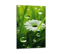 ZHOUKEG Poster mural artistique moderne à suspendre Motif marguerite blanche dans l'herbe 60 x 90 cm