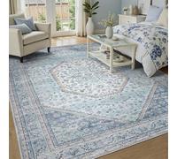 Zhoulinora Underra Living Rug Tapis Salon Grande Taille Chambre Adulte a Poils Ras Chambre Tapis Doux et Lavable Moderne Traditional Floral Blue 200x290cm