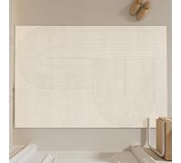 Zhoulinora Underra Living Rug Tapis Salon Lavable Antidérapant,Tapis Salle a Manger et Chambre,Doux a Poils Ras Lavable en Machine pour Terrasse,Cuisine Couloir Beige Géométrique Moderne 70x140cm