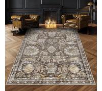 Zhoulinora Underra Living Rug Tapis Salon Lavable Antidérapant,Tapis Salle a Manger et Chambre,Doux a Poils Ras Lavable en Machine pour Terrasse,Cuisine Couloir Traditional Brown 70x140cm