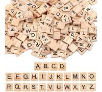 ZHOUSTOU 400 Pièces Lettres en Bois de Puzzle Alphabets A à Z avec Numeros Tuiles Alphabet Lettre Scrabble Bois pour Bricolage Artisanat Orthographe Cadeau Educatif et Jeux