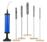 ZHOUSTOU 5 Pièces Brosse à Trous en Acier Inoxydable 8 mm/12 mm/16 mm/20 mm/25 mm Brosse Cylindrique Nettoyage Goupillon Metallique avec Gonfleur pour Nettoyer Perçages et Petites Ouvertures