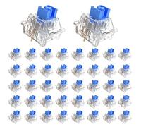 Zhouwang OUTEMU Lot de 44 commutateurs de clavier avec tige anti-poussière, pré-lubrifié à 3 broches, pour clavier de jeu mécanique avec 1 boîte Kailh Bleu cristal
