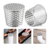 ZhouWei 2 Pièces Crapaudine de Gouttière Anti Blocage 5 mm Trou, 50 à 63 mm | Filtres de Gouttière en Acier Inoxydable, Grille Anti Feuille Filtre a Mailles pour Maison Avant Toit Fossé Égou