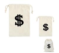 ZhouWei 2 Pièces Sac à Monnaie avec Signe Dollar, Sac à Butin Dollars avec Cordon de Serrage, 20.1x17.5 cm et 30x40 cm Monnaie Voleur de Banque, pour Fêtes Cosplay Halloween Chasse au Trésor