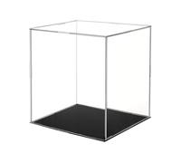 ZhouWei 20×20×20 cm Vitrine Acrylique, Boite Acrylique Transparente | Anti Poussière Vitrine Collection Boîte Acrylique de Comptoir Display Box avec Base Noir, pour Figurines Objets Collection