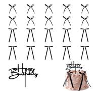 ZhouWei 21 Pièces Décorations pour Cakes avec Nœud, Décoration de Gâteau Noir Bow Ruban Gâteau Toppers avec Signe Joyeux Anniversaire, pour Fête de Mariage Anniversaire Dessert Déco