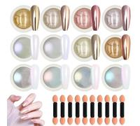 ZhouWei 22 Pièces Poudre Chrome Ongle Ensemble, Poudre Nails avec Paillettes Effet Chrome Ongles Effet Miroir Métallique Brillant Pigment Nail Art, pour la Décoration Art DIY Salon (Multicolore)