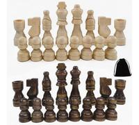 ZhouWei 32 Pièces Jeu D'échecs en Bois, avec Feutrées Pieces Echecs Sac
