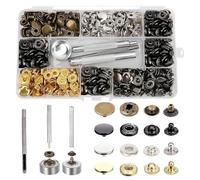ZhouWei 320 Pièces Kit Bouton Pression Metal Couture, 12.5mm Boutons Pression en Méta de 4 Couleurs avec Rangement de Boîte avec 4 Outils de Fixation, pour Artisanat Habillement et Sacs