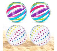 ZhouWei 4 Pièces Ballon Gonflable Piscine Diamètre 28 cm, Ballon de Plage Gonflable Portables avec Rayures et Pois Colorés, Inflatable Beach Ball pour Enfants Adultes PlagesVacances Piscine Fêtes