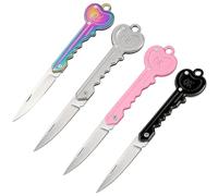 ZhouWei 4 Pièces Porte Clés Couteau, Pliable Mini Couteau Porte vec Trou de Porte-clés Multifonctionnels Cutter Ouvre Colis, pour Accueil Bureau Activités de Plein Air (4 couleurs)