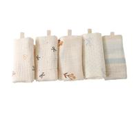 ZhouWei 5 Pièces Débarbouillettes pour Bébé, 22 x 23 cm Coton Lingettes Lavables, Douces et Absorbantes, Réutilisables Gant de Toilette en Mousseline, pour Les Mains et Le Visage de Bébé