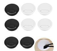 ZhouWei 8 Pièces Passe Cable Bureau, 60 mm Passage de Cable Bureau, Plastique Passe Fil, Passe Câbles Ronds, pour Tables D'ordinateur, Meubles D'établi (Noir, Gris)