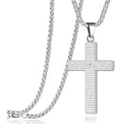 ZhouWei Collier Croix Chretienne Homme, 60 cm Collier avec Pendentif Croix Chaîne Acier Inoxydable Cross Necklace Colliers Chrétien Femme Cadeaux de Bijou Baptême Amulette de Protection (Argent)