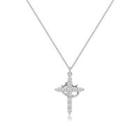 ZhouWei Collier Croix pour Femme et Homme, Collier avec Pendentif en Acier Inoxydable de Croix 40-45 cm Chaine Réglable, Cadeaux de Bijoux Délicats pour les Femmes Filles (Argent)