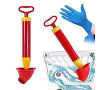 ZhouWei Déboucheur à Ventouse Toilette avec Gants Nitrile, Ventouse Deboucheur à Air Comprimé de Canalisation Débouche Évier, pour Lavabo Déboucher Toilettes Baignoire Drain Sol (Rouge)