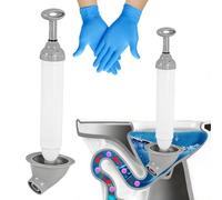 ZhouWei Déboucheur à Ventouse Toilette avec Gants Nitrile, Ventouse Deboucheur à Air Comprimé de Canalisation Débouche Évier, pour Lavabo Déboucher Toilettes Baignoire Drain Sol (Blanc)