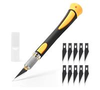 ZhouWei Ensemble Scalpel avec 10 Lames Cutter Antirouille, Cutter de Précision Couteau Artisanal de Haute Précision Scalpel Modelisme, pour Découpe de Travail D'art Bricolage (Jaune)