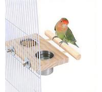 ZhouWei Mangeoire à Oiseaux pour Cage, Mangeoire Oiseaux Cage avec Perchoir Oiseau Perchoir Perroquet Gamelles en Acier Accessoire Cage Oiseau, pour Perruches Perruche Cockatiels Petit