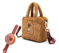 ZhouWei Peluche Capybara Sacs Bandoulière Avec Capibara Slap Bracelet, Sac a Main Enfant, Petit Sac à Bandoulière Pour Filles, à Dos en Peluche Mignon Capybara Sacs, Correspondance, Crossbody Bag