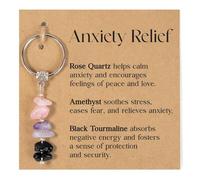 ZhouWei Porte Clef en Cristal, Anneaux Porte Clef Femme en Pierre Naturelle avec Carte Cadeau Pendentif de Sac Anneau Porte-Clé Femme Key Chain, Cadeau pour soulager L'anxiété (D)