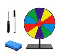 ZhouWei Roue de la Fortune 20cm Roue la Chance Conception 10 Compartiments | Comprend un Tournevis une Gomme et un Support Détachable, Prize Wheel pour Loterie Jeux Mots Carnaval Fête