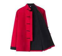 ZHOUXIAO Coton Tai Chi Uniforme Hommes Kung Fu Veste Tang Costume Traditionnel Méditation Vêtements Martiaux Arts Martiaux Contact Matin Exercices Vêtements Manteau red1-M