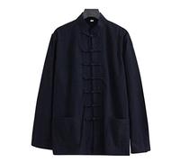 ZHOUXIAO Lâche Tai Chi Uniformes Hommes Chinoise Traditionnelle Kung Fu Vêtements Coton Linge de Linge Chun Vêtements, Travaux à Manches Longues Hanfu Jacket Chemise Costume black-3XL