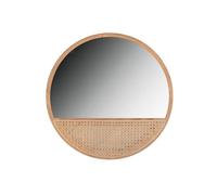 ZHOUXIAO Miroir Rond Mural décoratif pour Salle de Bain Circulaire pour Meuble de Toilette, Cadre en rotin et Bois à raser ou à maquiller pour la Maison, entrée, Salon 60cm