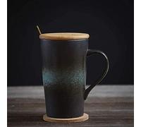 ZHOUXIAO Tasse à café en céramique Ensemble de Tasse à thé avec Couvercle et cuillère, Tasse Mate, Grand Ensemble de Tasse à thé pour Le Bureau à Domicile, Tasse à café Vintage Cadeau (B)