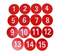 ZHOUXYFDC Boite A Clef Marqueurs de Points de numéros de Sport 1 à 15 Marqueurs de Points de numéros de Tapis avec 5 Couleurs Vives for l'entraînement de Football(Red)