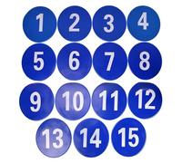 ZHOUXYFDC Boite A Clef Marqueurs de Points de numéros de Sport 1 à 15 Marqueurs de Points de numéros de Tapis avec 5 Couleurs Vives for l'entraînement de Football(Blue)