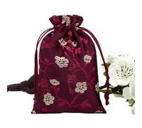 ZHOUXYFDC Pochettes en Brocart de Soie Sac à Cordon en Satin brodé 5 pièces (10x14cm), Pochettes en Brocart de Soie, Sachet de Bijoux damassé, Pochette Cadeau de noël et de Mariage(8)