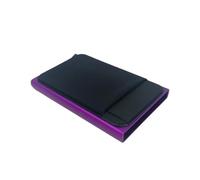 ZHOUXYFDC Porte Carte Portefeuille Fin en Aluminium avec Pochette arrière élastique, Porte-Cartes de crédit, Mini Portefeuille, étui à Ouverture Automatique for Cartes bancaires(Purple)
