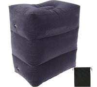 ZHOUXYFDC Repose Pieds Gonflable Inflatable Footrest Pillow Portable Travel Foot Pad 3 Layer Height Adjustable Airplane Train Car Bus Kids Bed Foot Rest Pad(Dark Blue)