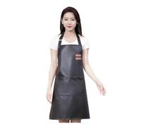 ZHOUXYFDC Tablier Cuisine Tablier en cuir PU imperméable et résistant à l'huile, vêtements de travail de cuisine, nettoyage de cuisine à domicile, tablier unisexe sans manches réglable(Black)