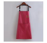 ZHOUXYFDC Tablier Cuisine Tablier en cuir PU imperméable et résistant à l'huile, vêtements de travail de cuisine, nettoyage de cuisine à domicile, tablier unisexe sans manches réglable(Red)