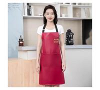 ZHOUXYFDC Tablier Cuisine Tablier en cuir PU imperméable et résistant à l'huile, vêtements de travail de cuisine, nettoyage de cuisine à domicile, tablier unisexe sans manches réglable(Red)