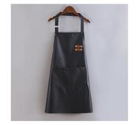 ZHOUXYFDC Tablier Cuisine Tablier en cuir PU imperméable et résistant à l'huile, vêtements de travail de cuisine, nettoyage de cuisine à domicile, tablier unisexe sans manches réglable(Black)