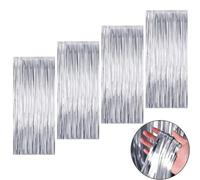 ZHOUZHOU 4PCS Tinsel Rideaux de Fenetres,Rideau Paillette Rideau Metallique,Rideaux à Franges,pour Anniversaire,La Fête Mariage,Photographie,Noël Party(Argent)