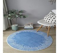 ZHOUZHOU Tapis de sol rond en coton doux, antidérapant, anti-fatigue, lavable, style simple, poils courts pour chambre à coucher, salon, cuisine, 80 cm, bleu