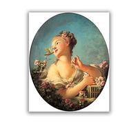 ZHPLIX Jean-Honoré Fragonard Jeune fille libérant un oiseau Impressions d'art Reproductions de Tableaux célèbres Impressions sur toile Décoration murale de bureau 60 x 78 cm sans cadre