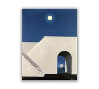 ZHPLIX René Magritte Impressions d'art Reproductions de tableaux célèbres Architecture au Clair de Lune Tableau sur toile Décoration murale sur toile pour salon 30x39cm Frameless
