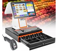 ZHPPED Caisse enregistreuse Intelligente, Caisse enregistreuse Tout-en-Un, Moniteur de Caisse à écran Tactile LCD, Terminal de Point de Vente avec Scanner Portable,White