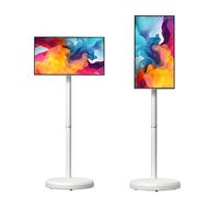 ZHPPED Moniteur Tactile Intelligent de 21,5 Pouces, Support TV Portable Mobile 1080p sur roulettes, Android 14, Centre de Divertissement à Domicile Tout-en-Un avec Batterie intégrée de 6000 mAh 4+64G