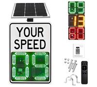 ZHPPED Panneaux de limitation de Vitesse à LED à énergie Solaire, 50,8 x 68,6 cm/61 x 89,9 cm, en Aluminium antirouille, détecteur de Vitesse Radar 2 numériques pour Rues et Quartiers White-20''X27''